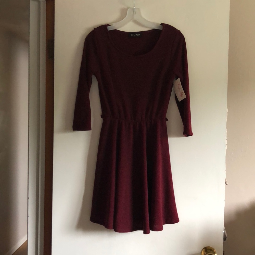 Burgundy long sleeve sweater dress